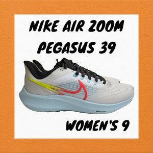 Women's Nike Air Zoom Pegasus 39 White Bright Crimson Red Volt DX3350-100 Sz 9